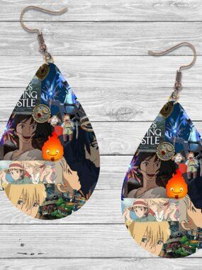 Howl's Moving Castle Earrings: Anime Wooden Teardrop Hypoallergenic Earrings